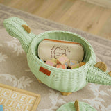Handcrafted - Dinosaur Storage Basket Mint Green (Medium) - Rattan Wicker