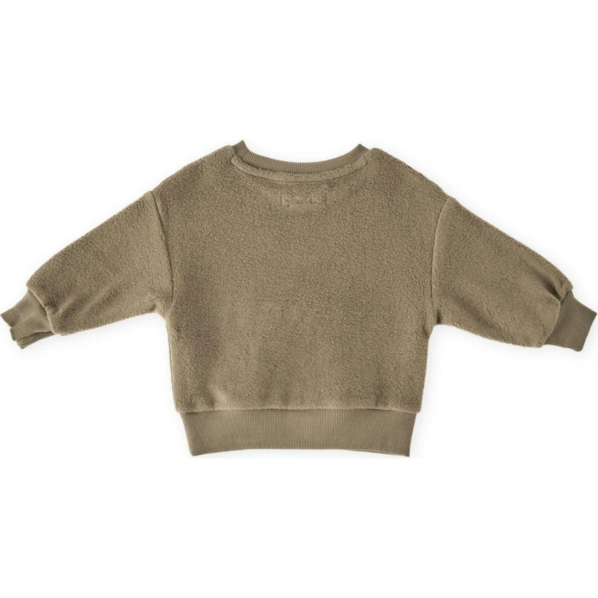 Teddy Fleece Dropped Shoulder Sweatshirt, Green
