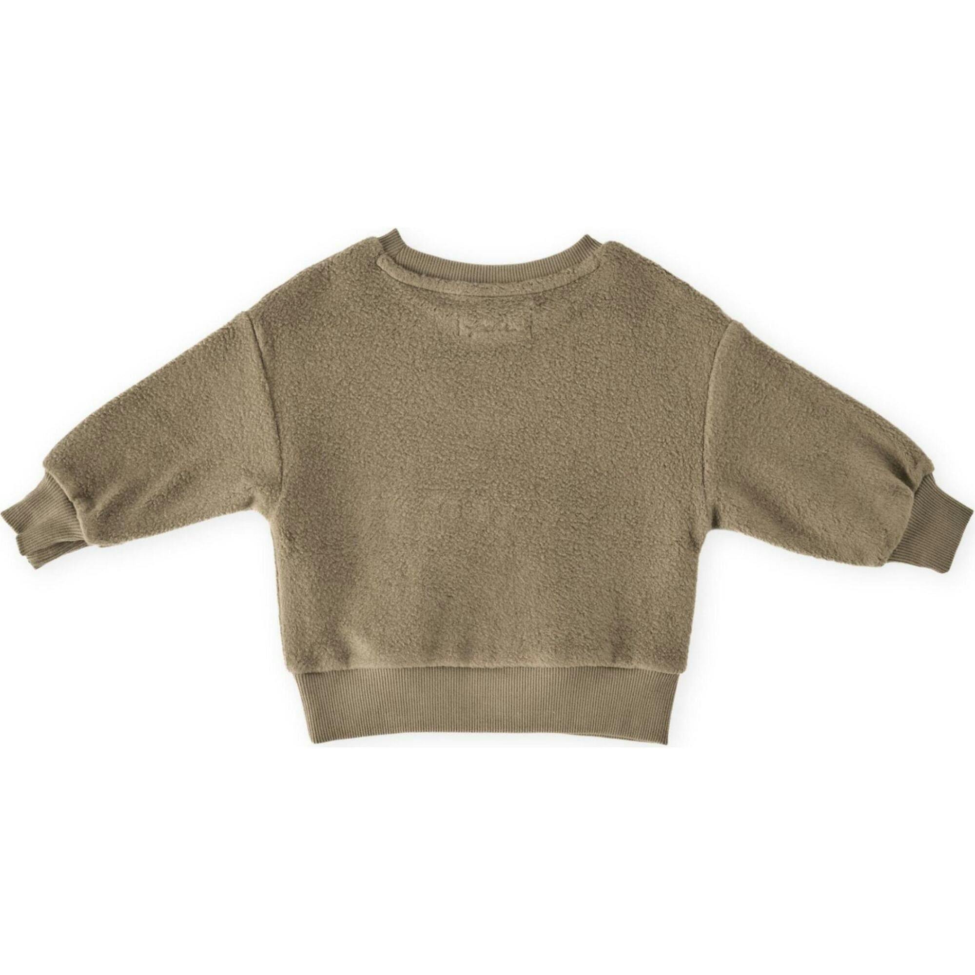 Teddy Fleece Dropped Shoulder Sweatshirt, Green