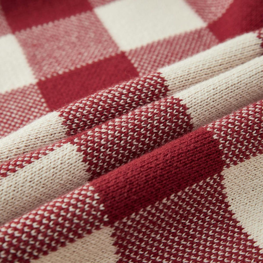 Red Gingham Knit Suspender Pants