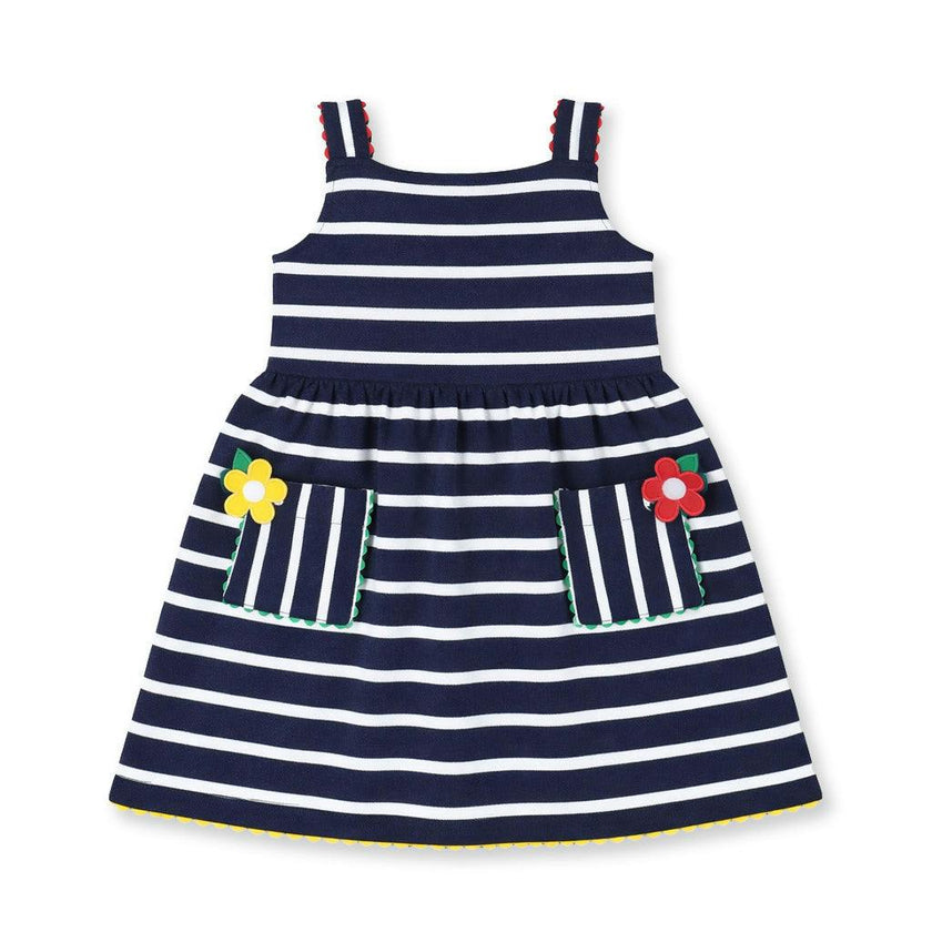 Stripe Knit Dress With Ric Rac And Flowers