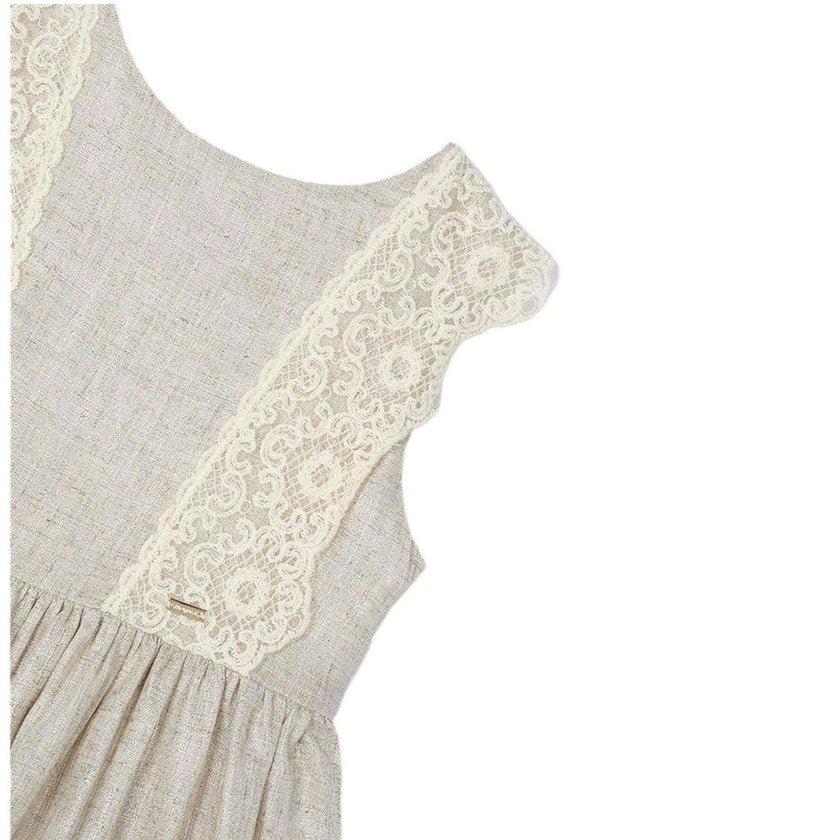 Linen Ornamental Sleeveless Dress