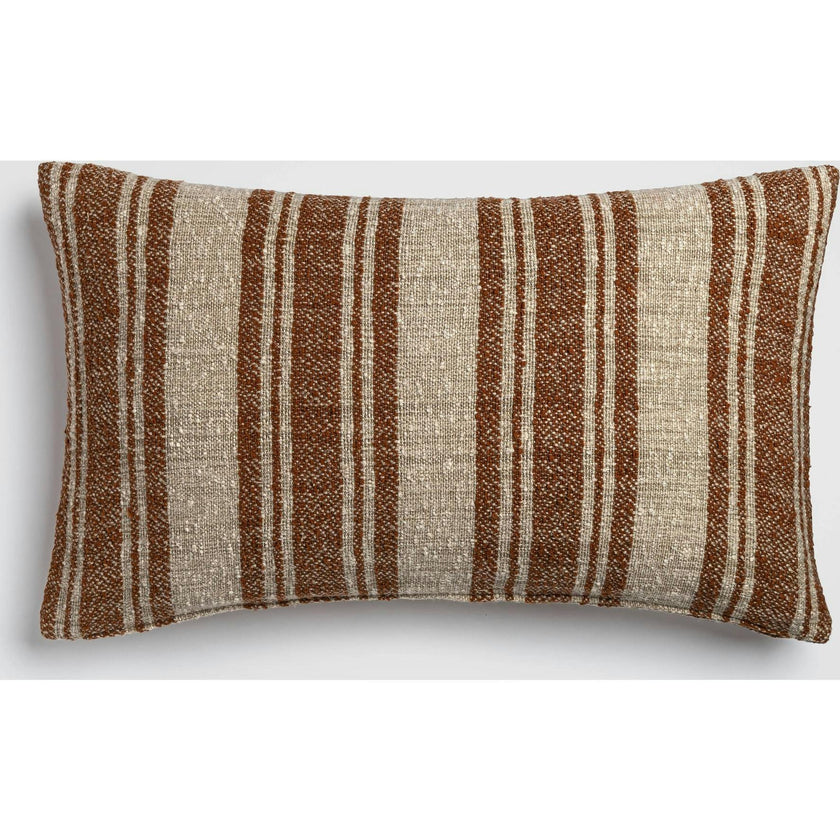 Desert Rust Stripe Orange & Ivory Lumbar Pillow