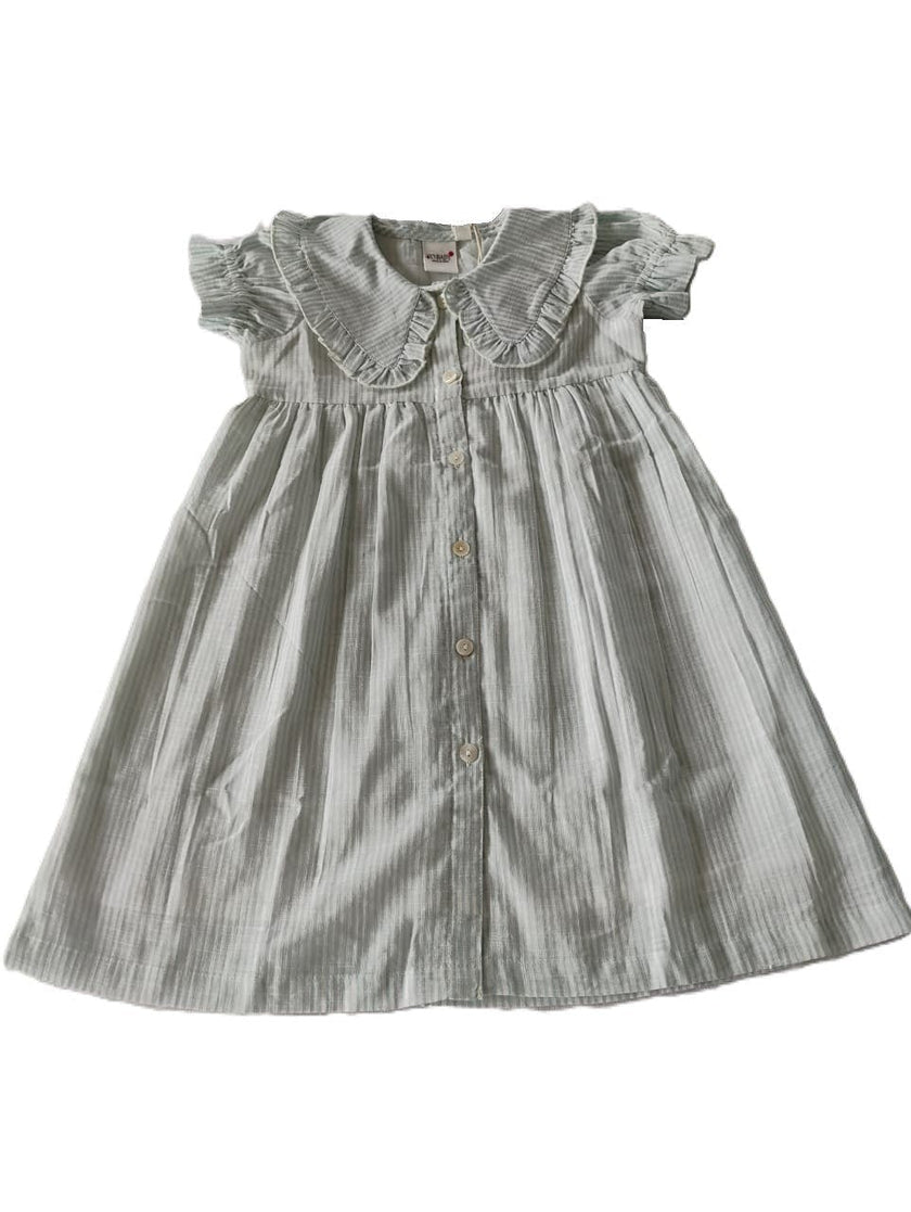 Striped Dress with Collar Soft Blue