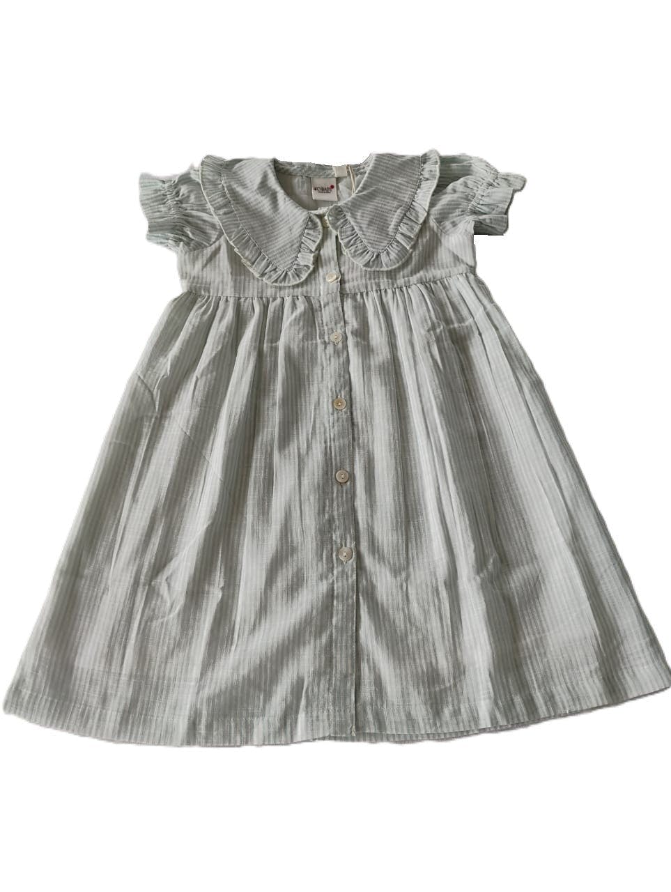 Striped Dress with Collar Soft Blue
