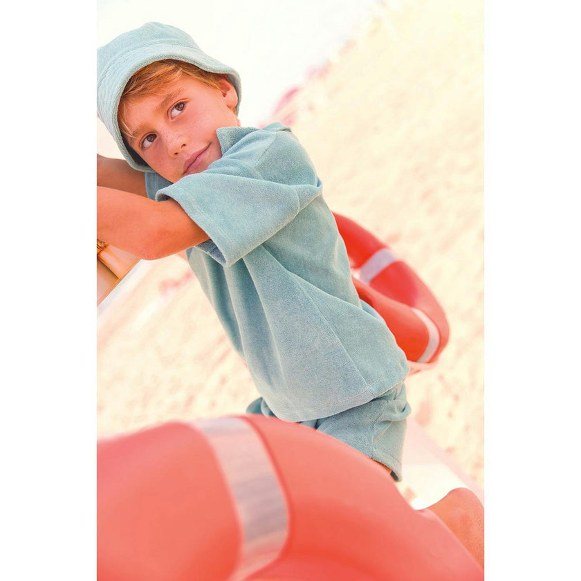 BONTON Blue Fish Terrycloth Shorts