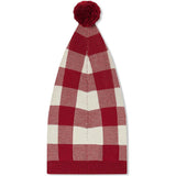 Red Gingham Knit Long Stocking Cap