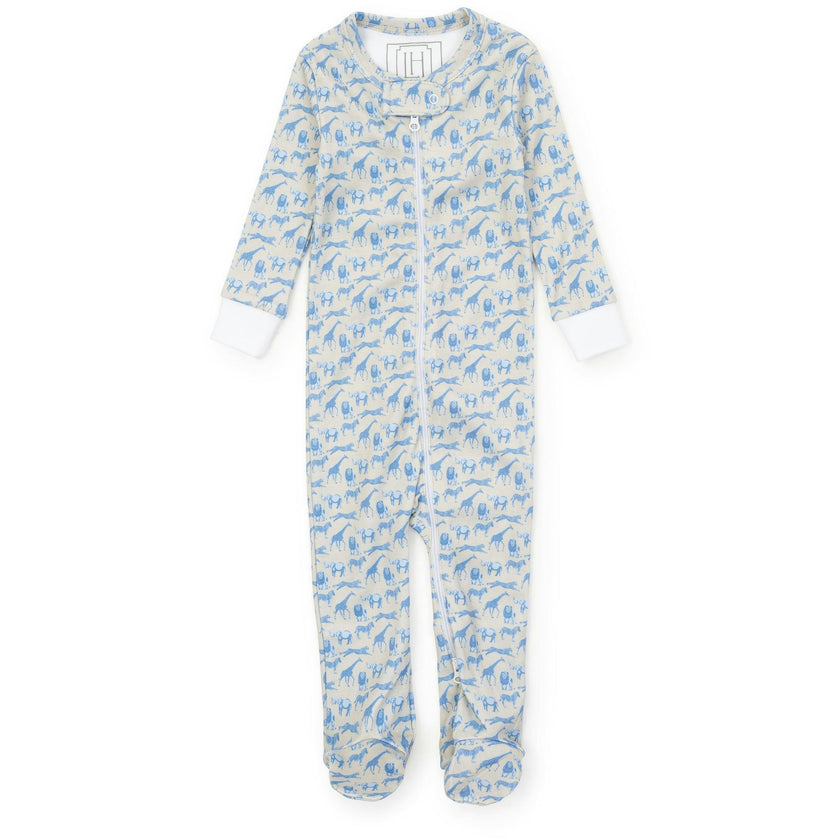 Parker Boys' Zipper Pajama - Blue Savanna Safari