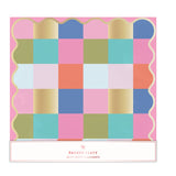 Packed Party Multicolor Checkered Square Paper Placemats 10ct | Gold Foil Festive Rainbow Design | 15 Inch Placemats for Birthday Party Tables