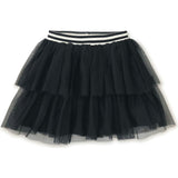 Tiered Elastic Waistband 2-Tiered Mini Tulle Skirt, Black