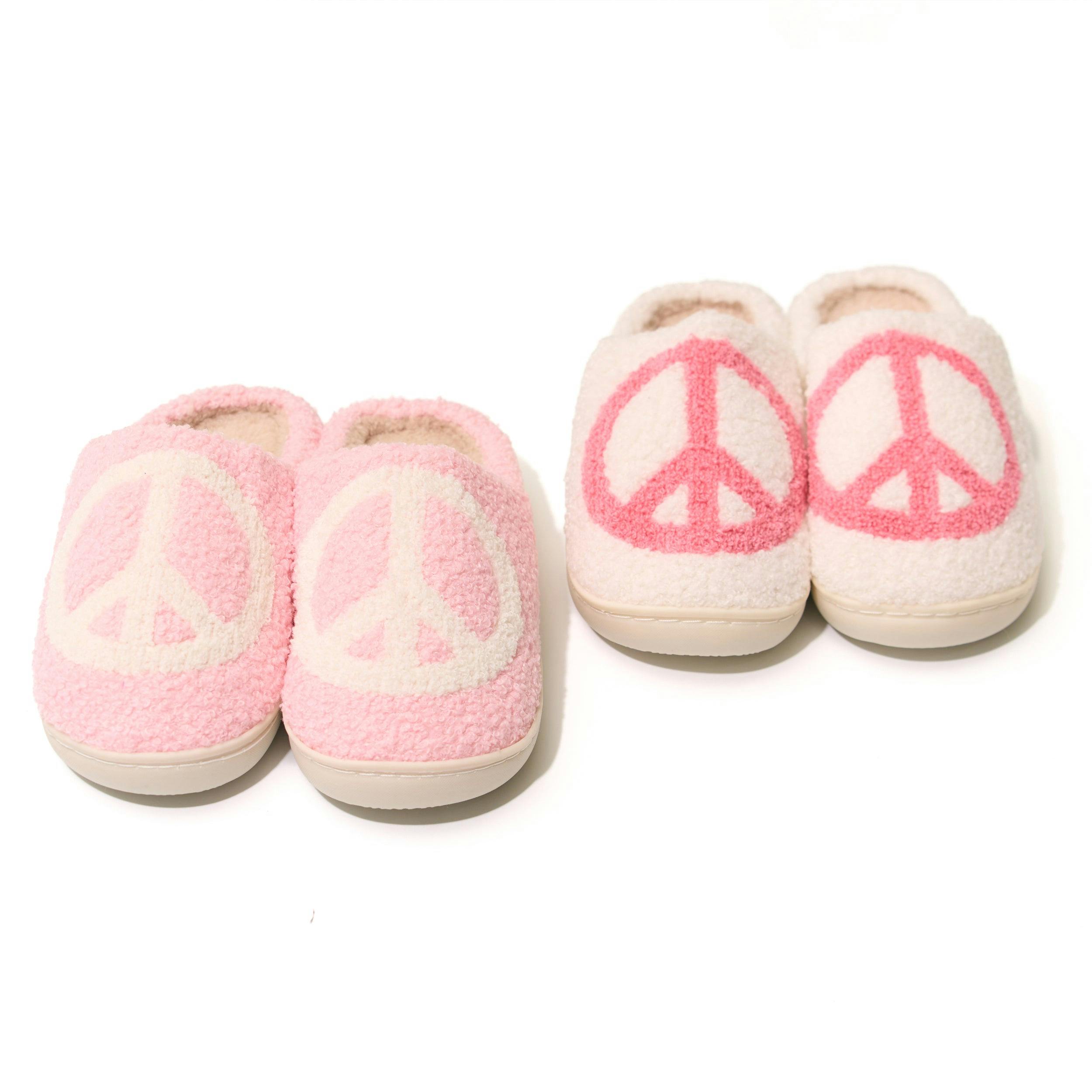 Tweens Plush Slippers with a Peace Design