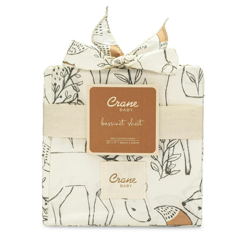 Ezra Woodland Animal Cotton Bassinet Sheet