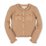 Organic Ruffle Trim Pointelle Cardigan