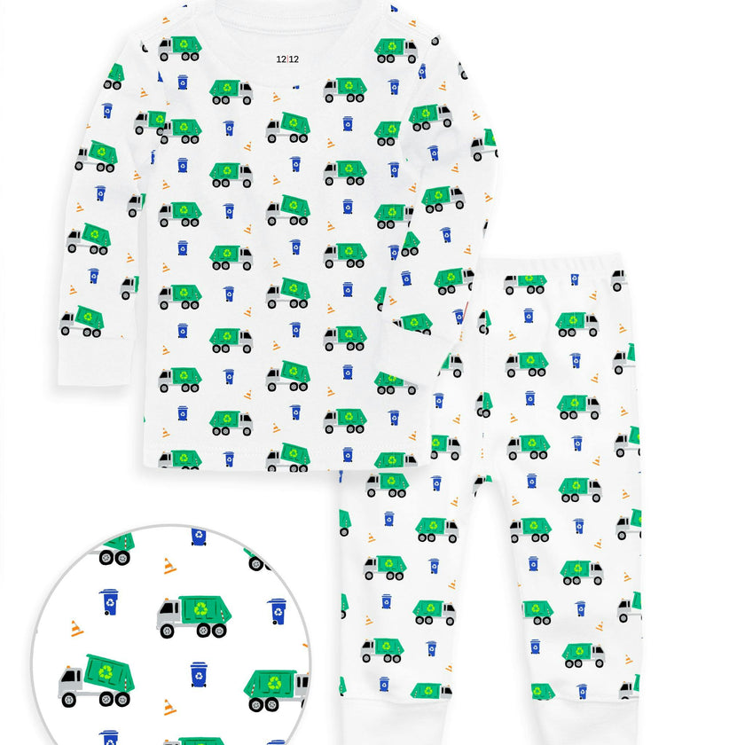 The Organic Long Sleeve Pajama Set [Recycling Trucks]