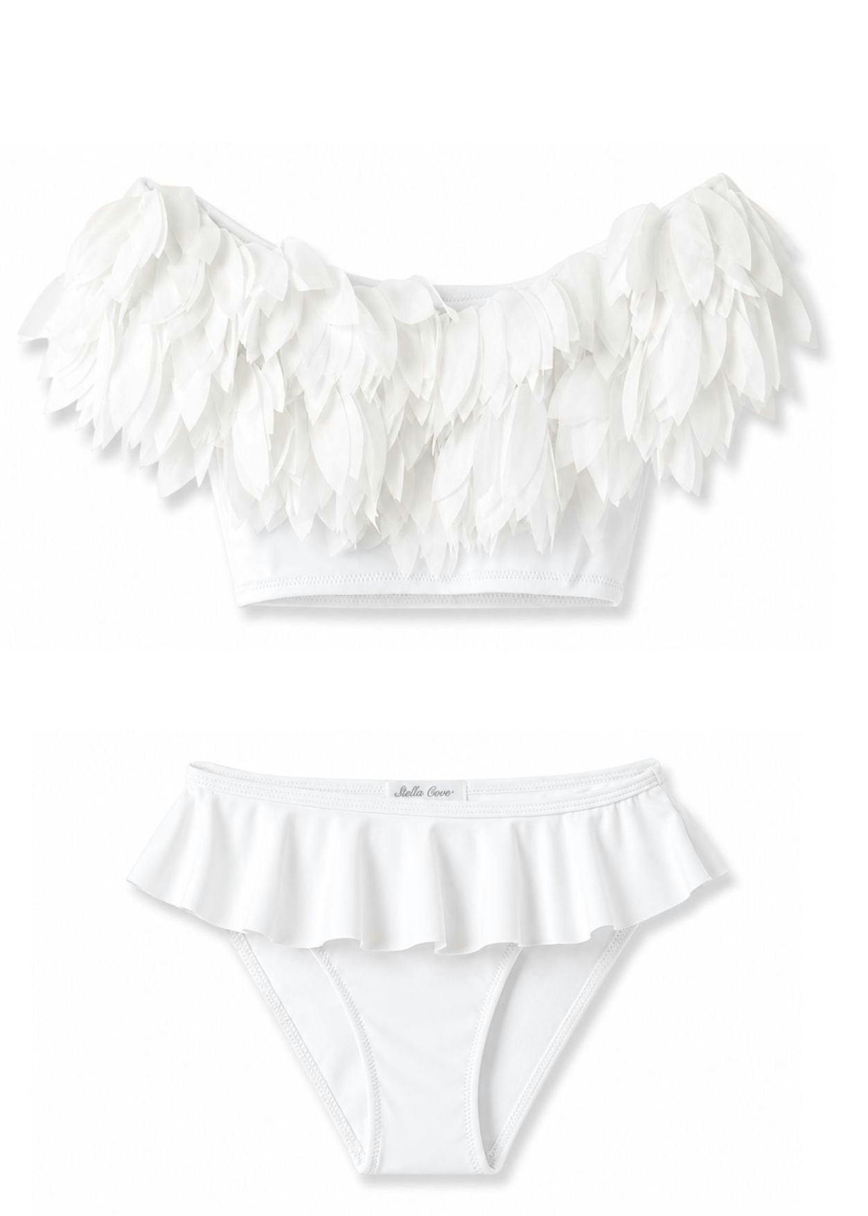 Wide Petal Neck Ruffle Bikini