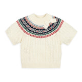 Organic Mock Neck Fair Isle Cable Sweater