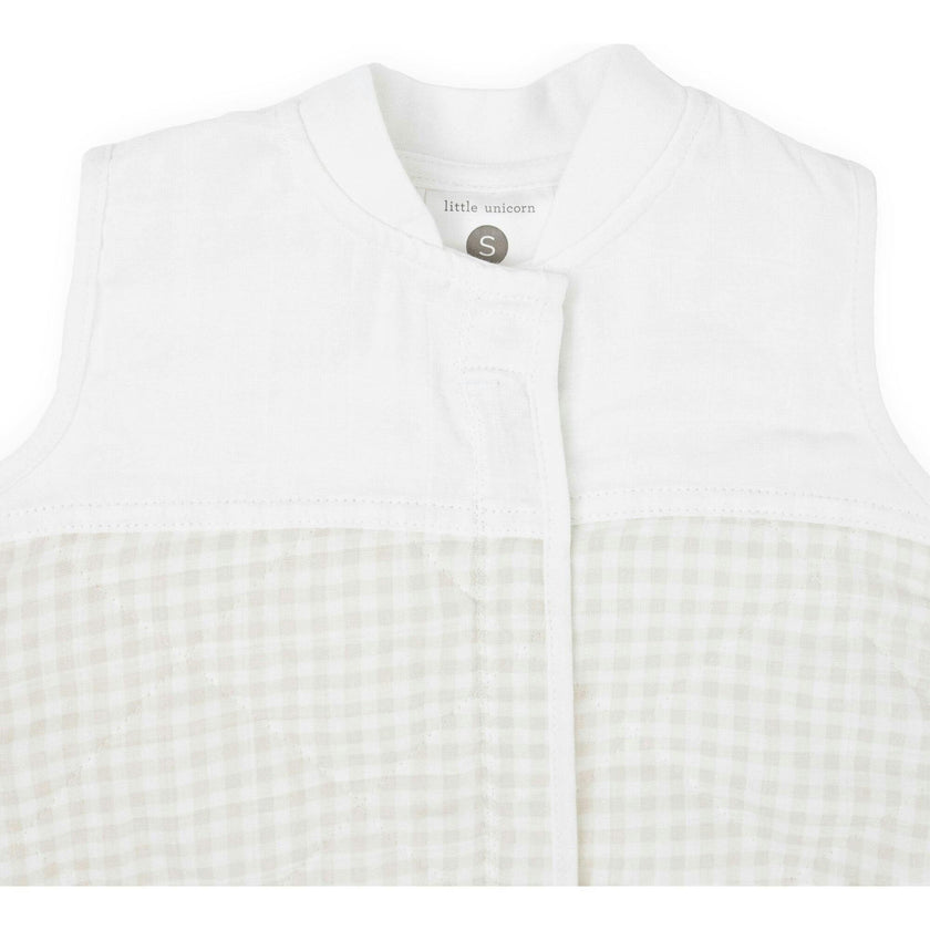 Cotton Muslin Quilted Sleep Bag - Tan Gingham
