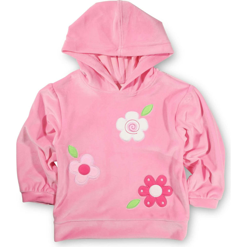 Velour Hoodie With Flowers