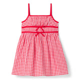 Gingham Bow Dress, red