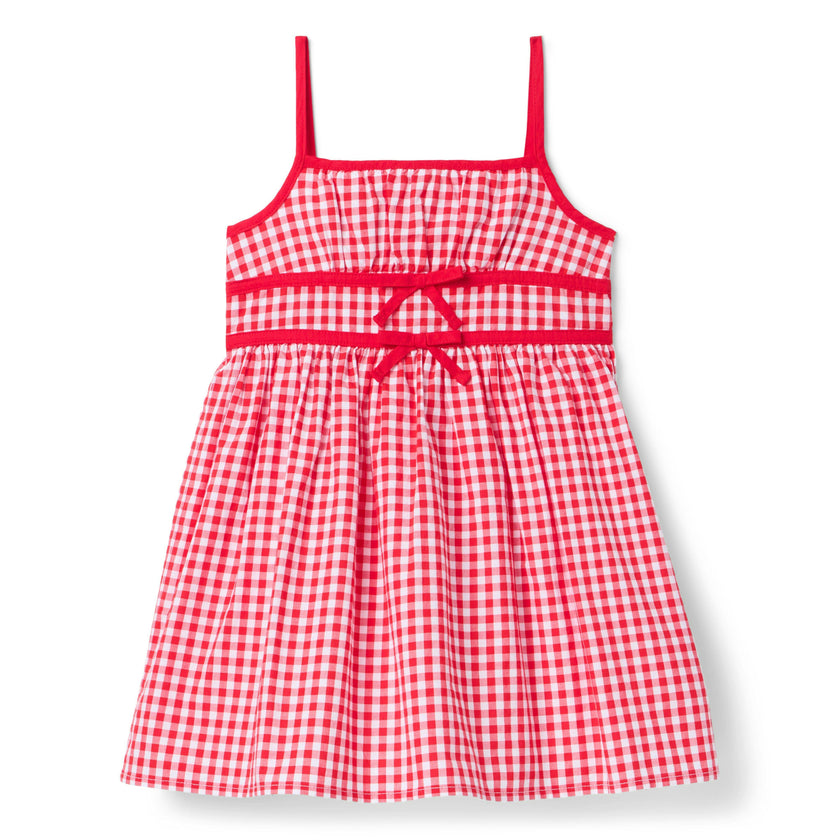 Gingham Bow Dress, red