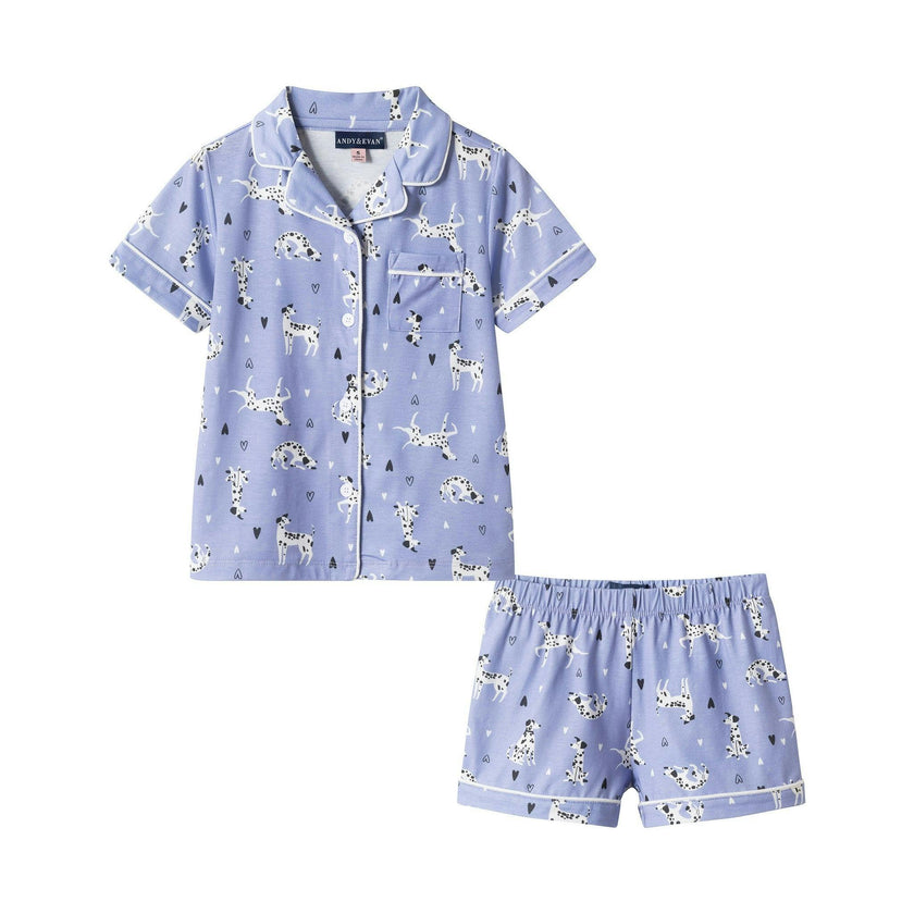 Girls Purple Dalmatian & Heart Print Pajama Set | Dalmatian & Hearts