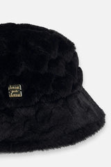 Faux Fur Bucket Hat Black