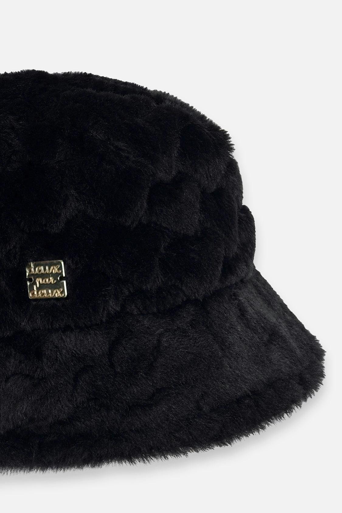 Faux Fur Bucket Hat Black