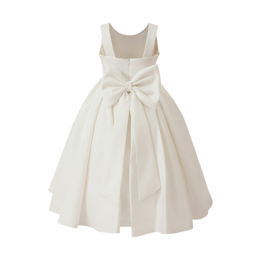 White Redwooda Satin Bow-Back Dress