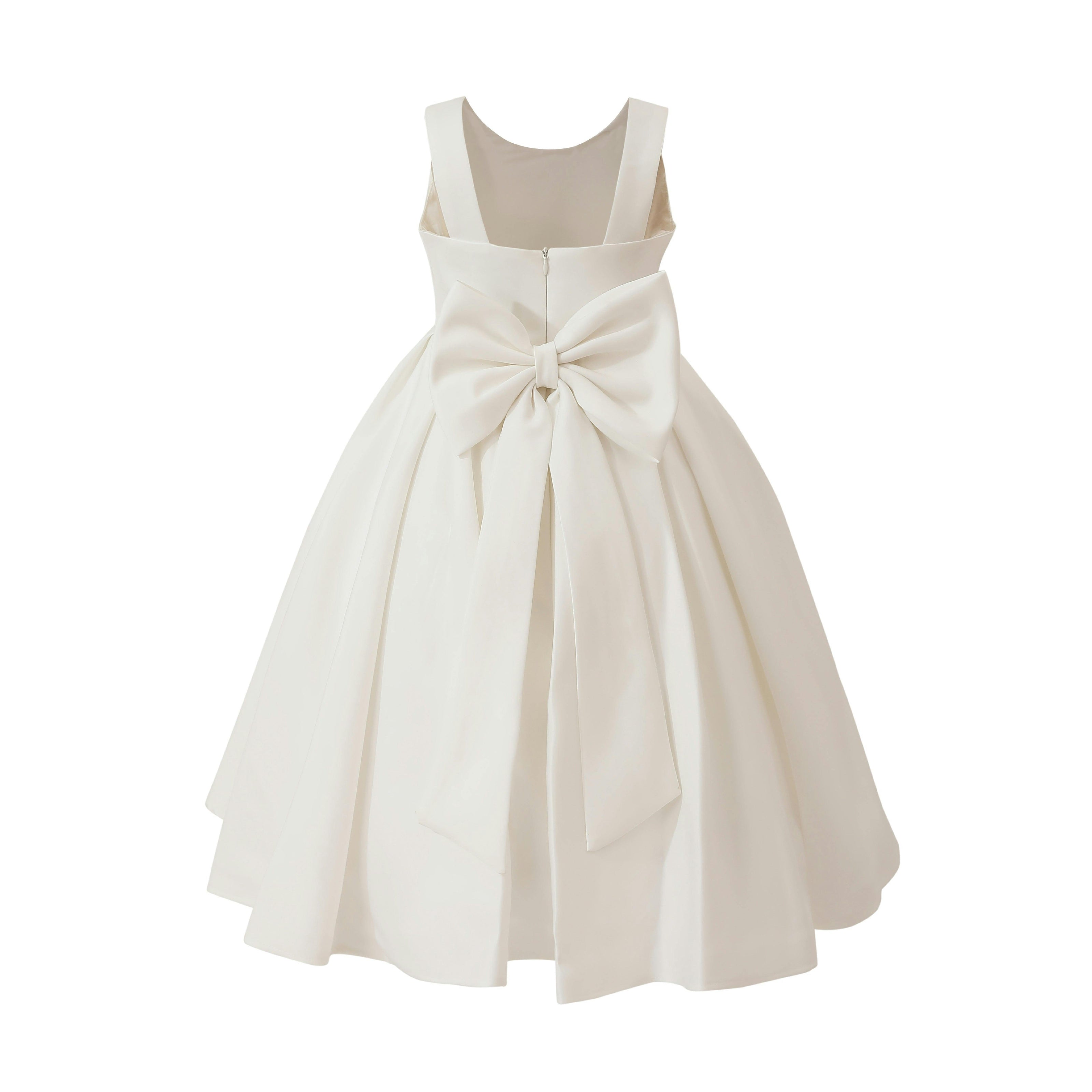 White Redwooda Satin Bow-Back Dress