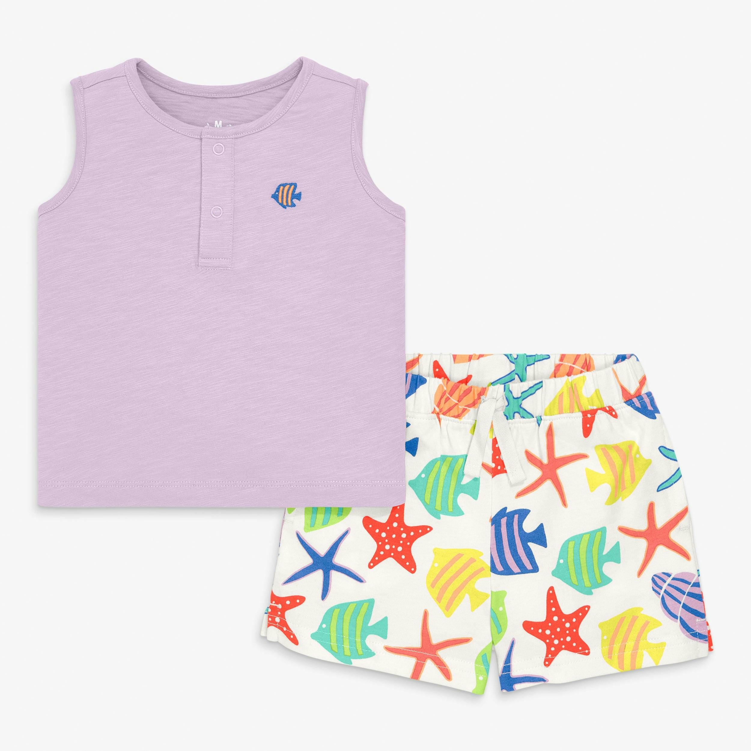 Baby tank & shorts set in under the sea