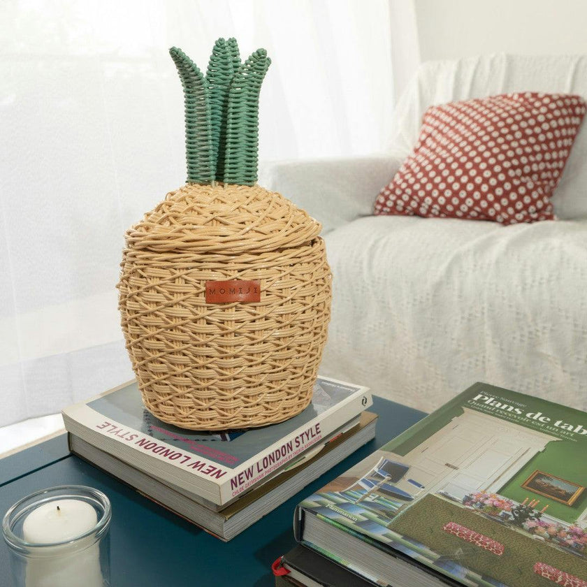 Handcrafted - Pineapple Storage Basket Natural (Small) - Rattan Wicker