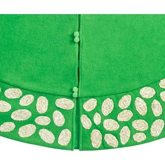 Handmade Green Pebble Border Wool Christmas Tree Skirt 60
