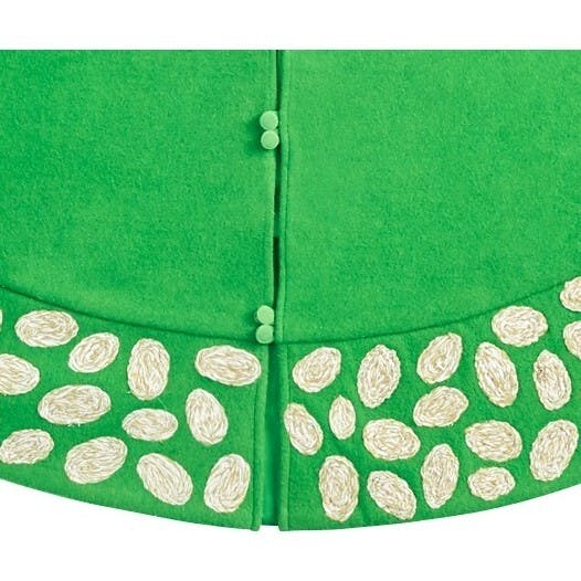 Handmade Green Pebble Border Wool Christmas Tree Skirt 60"