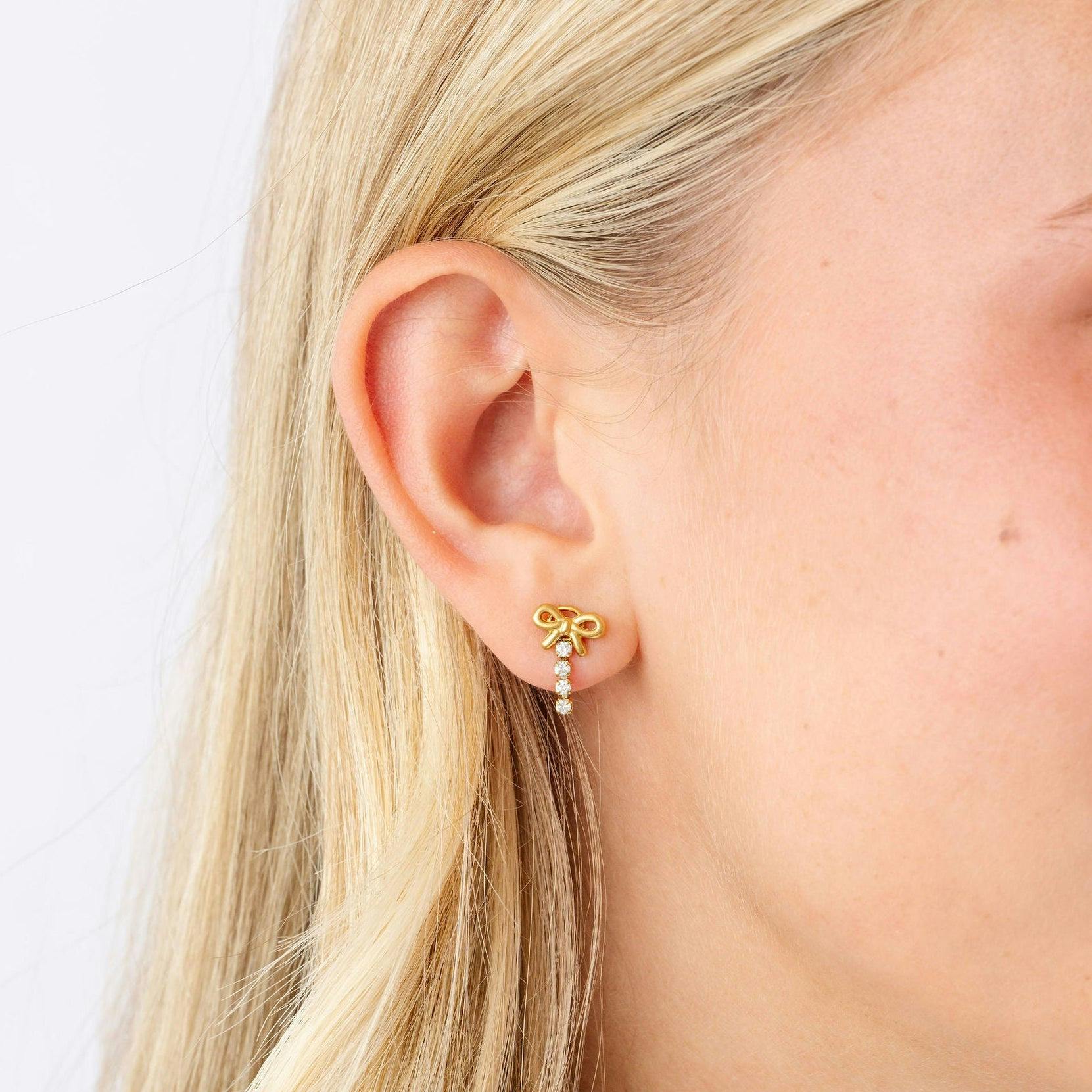 Bow Stud + Diamond Dangle Charm Set