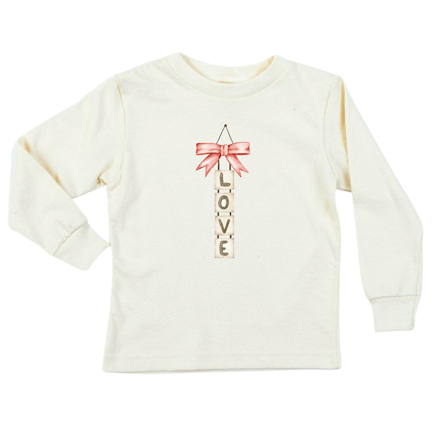 Love Blocks Bow Organic Kids T-Shirt Long Sleeve