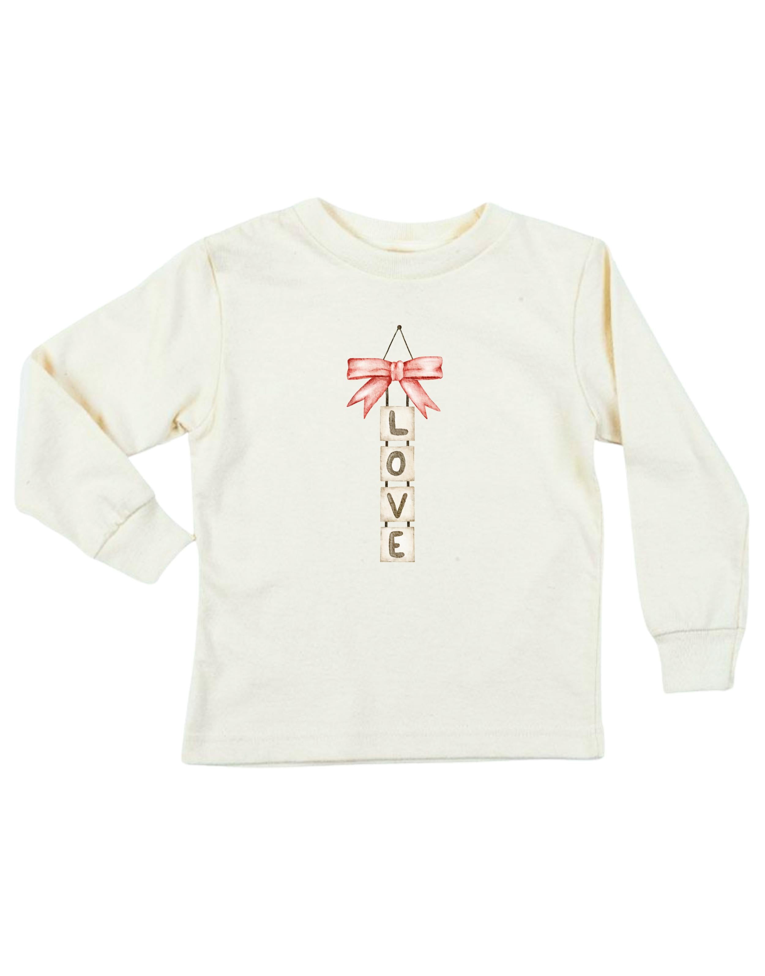 Love Blocks Bow Organic Kids T-Shirt Long Sleeve