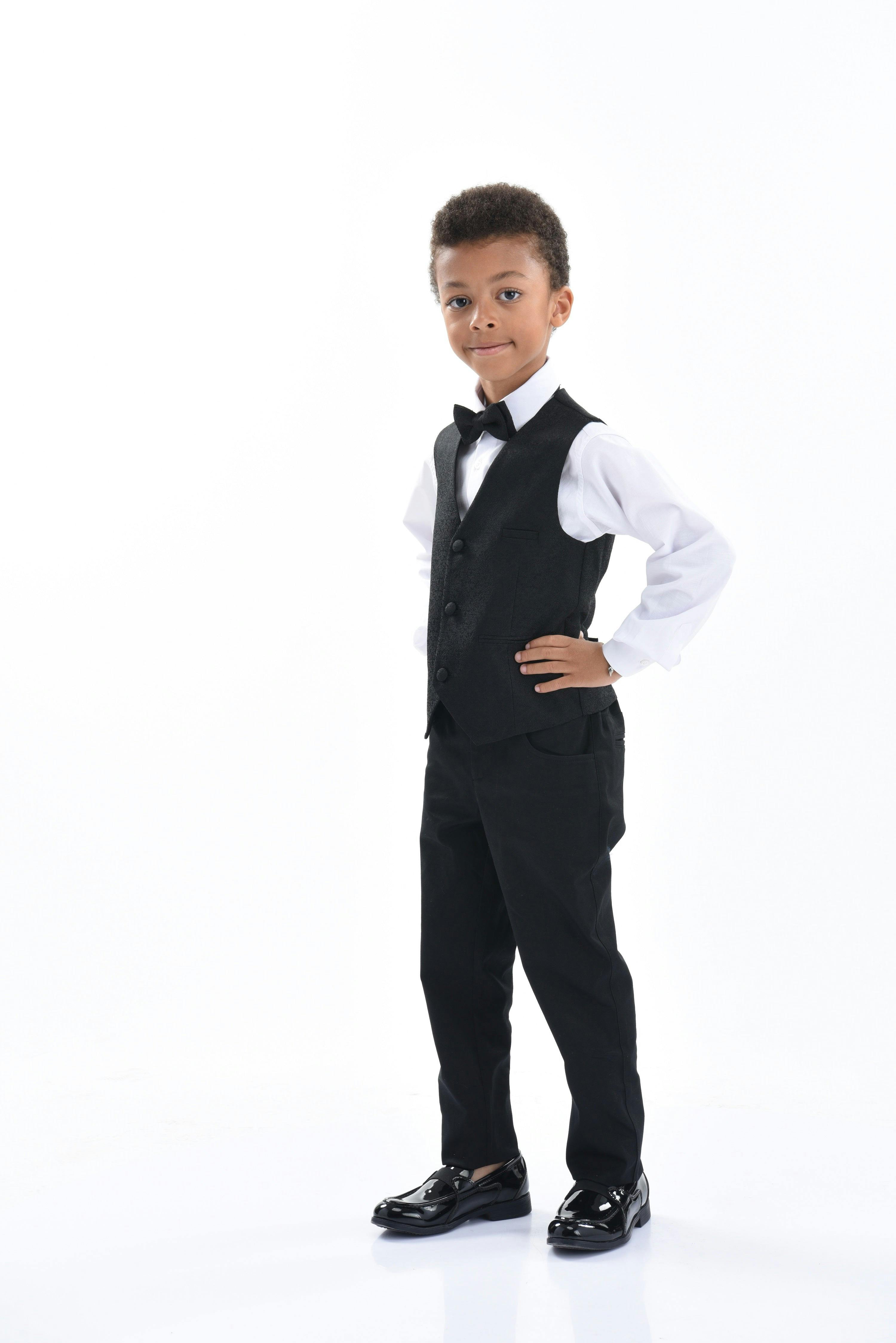 Black Print Vest & Bowtie