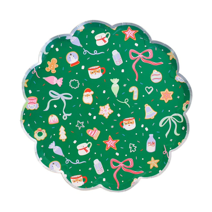 Baking Spirits Bright Dark Green Scalloped Large Plates