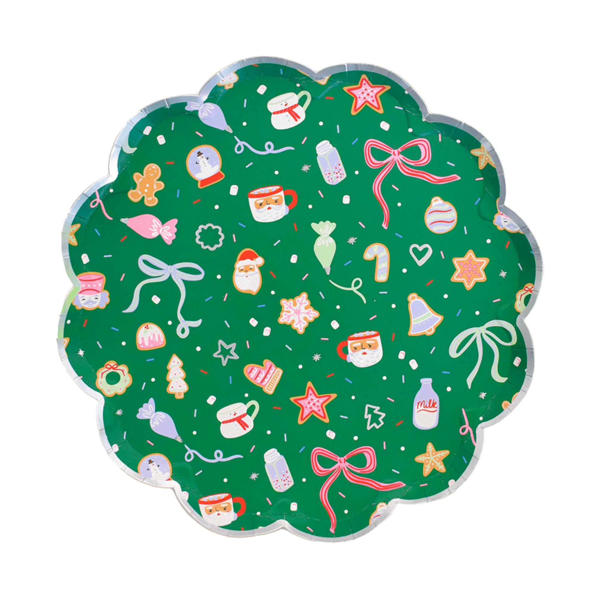 Baking Spirits Bright Dark Green Scalloped Large Plates