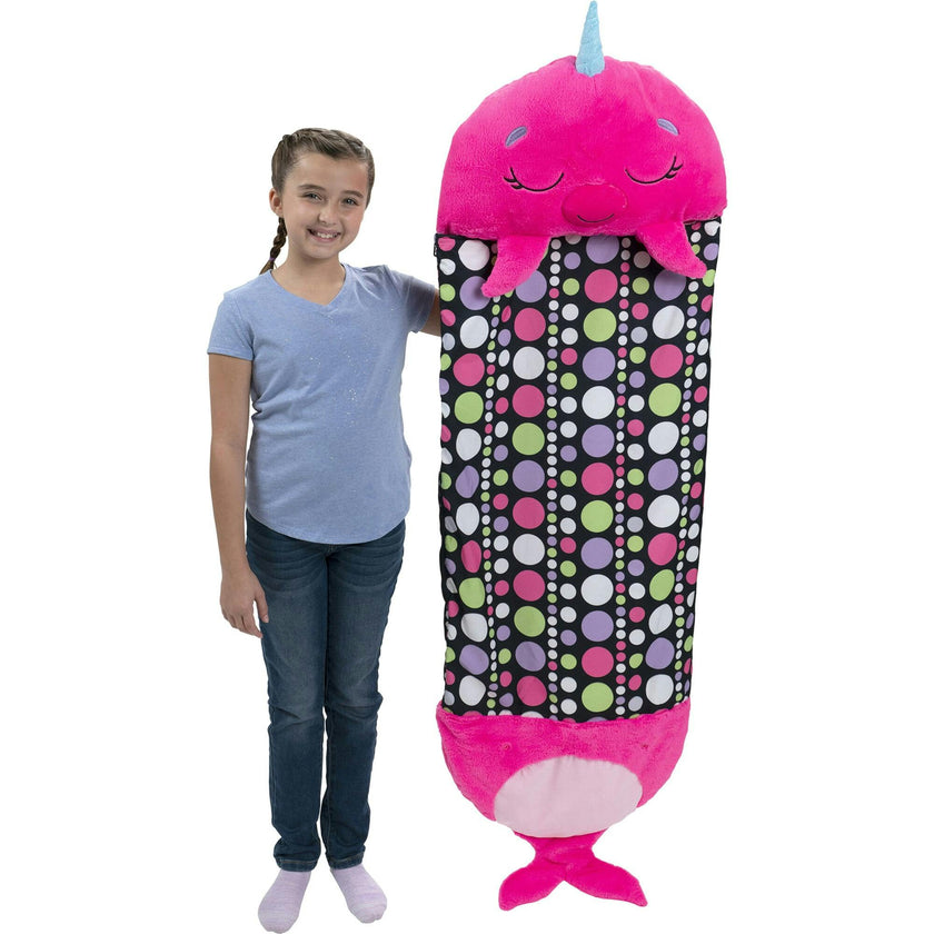 Happy Nappers: Pillow & Sleepy Sack: Large - Neil The Pink Narwhal