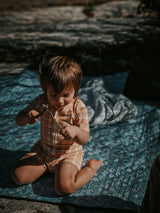 Short Sleeve Rashguard Swimsuit | UPF + Recycled - Buckwheat Plaid