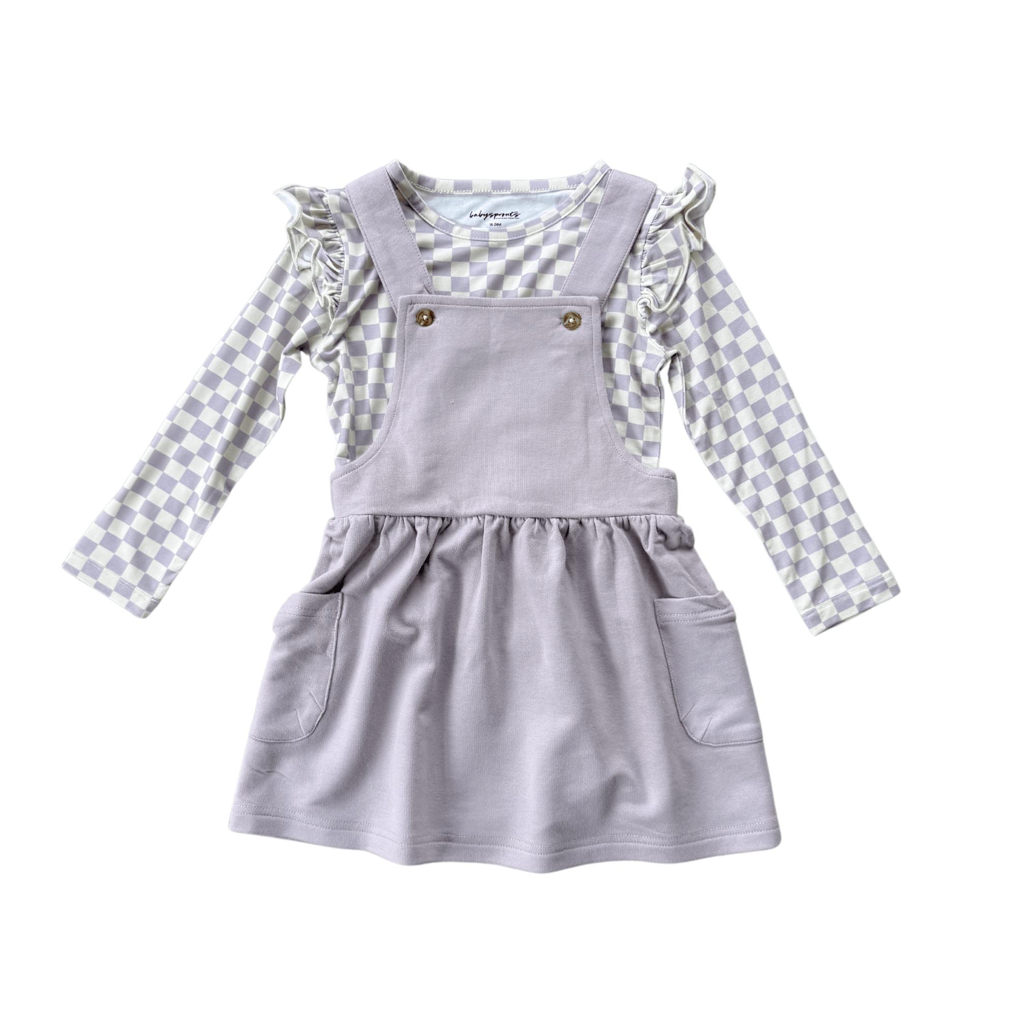 Girls Jumper Set in Lavender Cloud Checkered