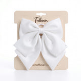 White Pearl-Embellished Satin Hair Clip