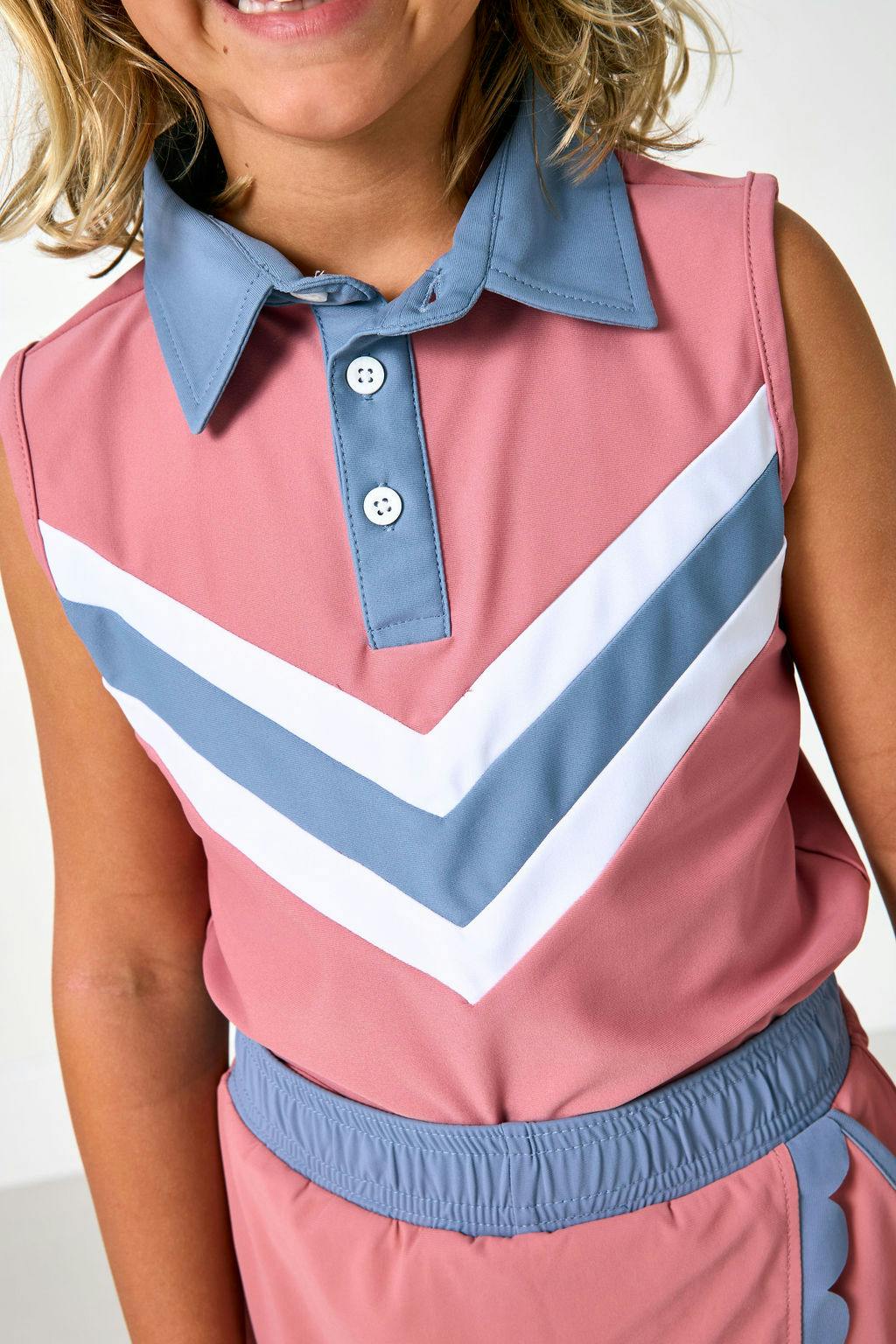 dusty pink/slate cheer top
