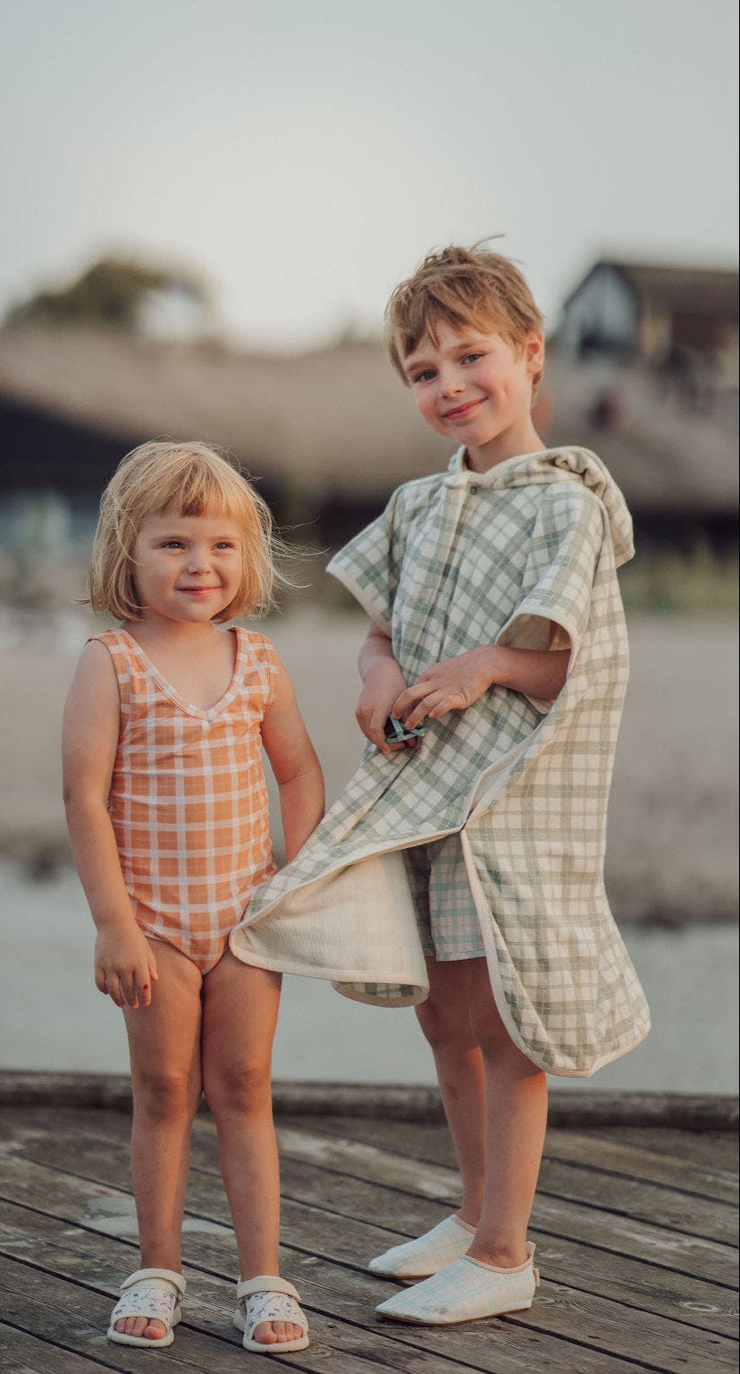 Sweetheart 1 Piece Swimsuit | UPF + Recycled - Buckwheat Plaid