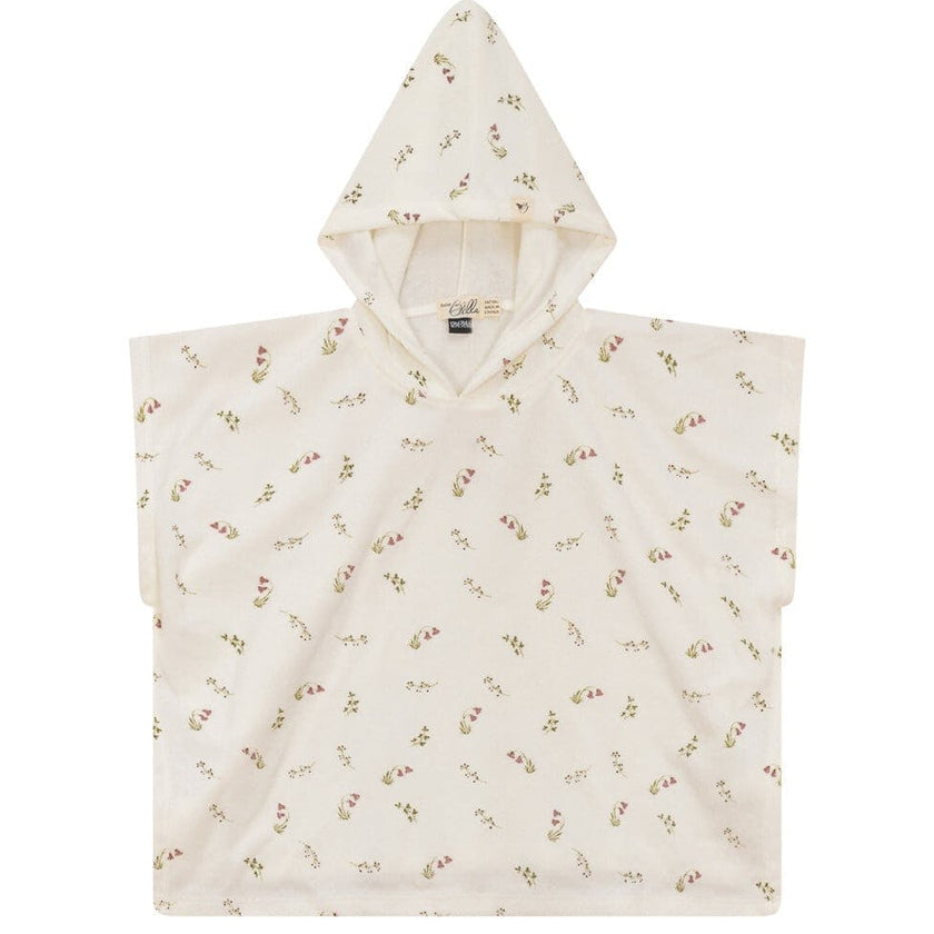 Printed Terry Poncho Beige/Cream