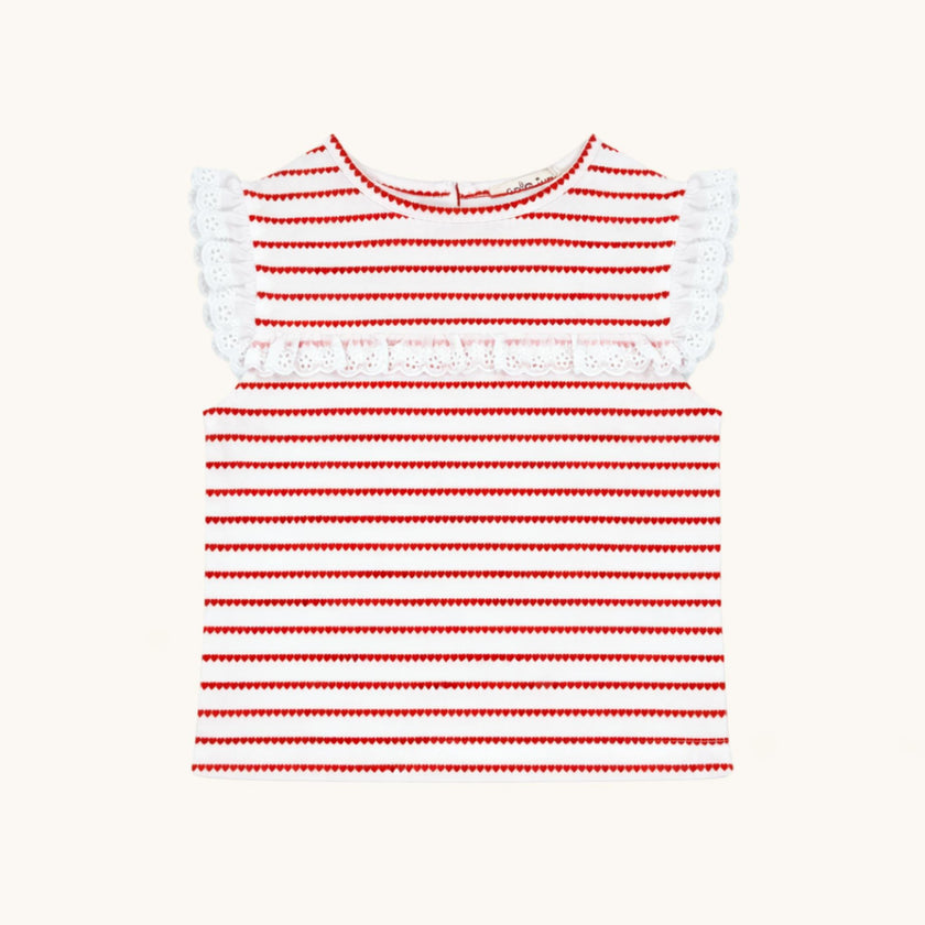 Eyelet Lace Tank in Red Heart Stripe