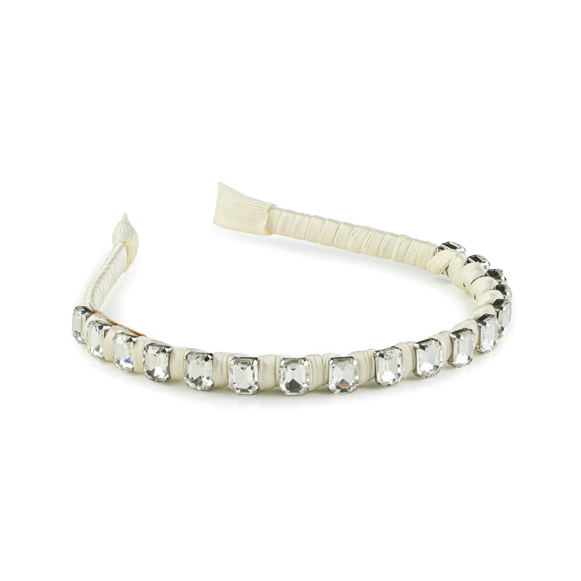 Halo Luxe Crystal Satin Headband - Ivory