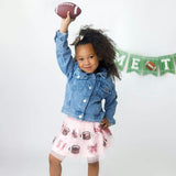 Game Day Football Sequin Patch Denim Jacket