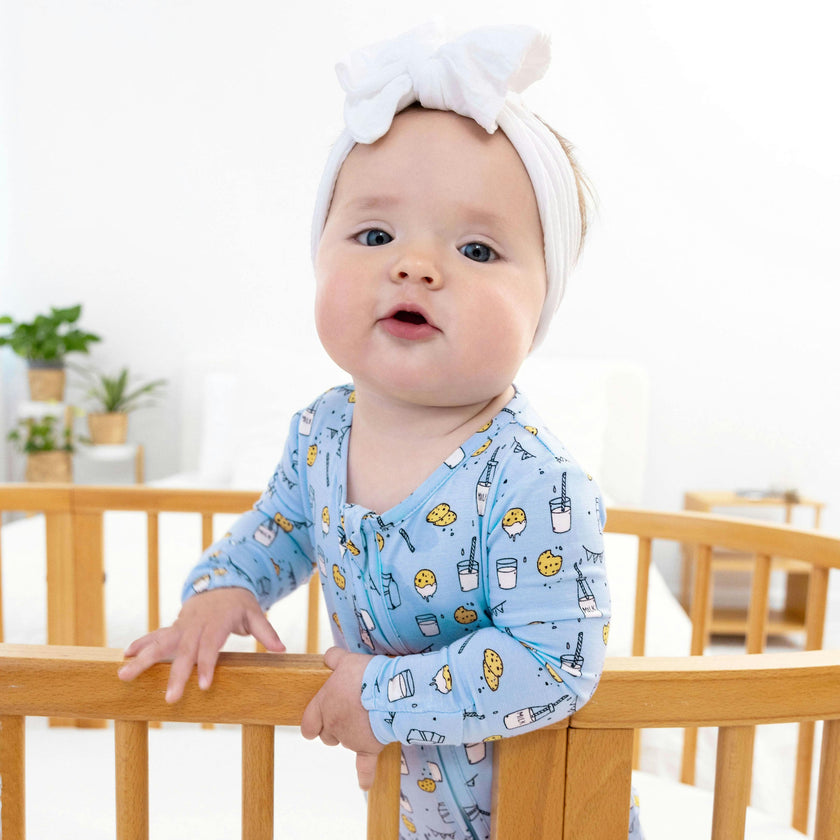 Milk and Cookies Blue Bamboo Convertible Footie